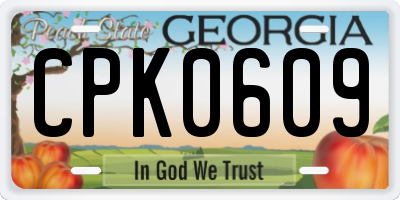 GA license plate CPK0609