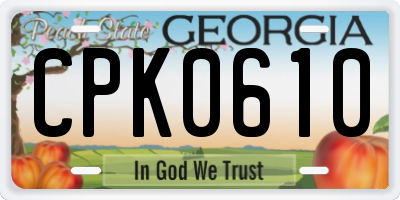 GA license plate CPK0610