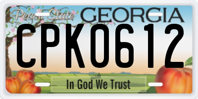 GA license plate CPK0612