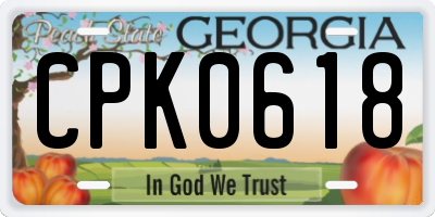 GA license plate CPK0618
