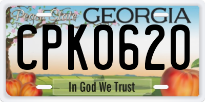 GA license plate CPK0620