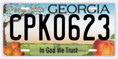 GA license plate CPK0623