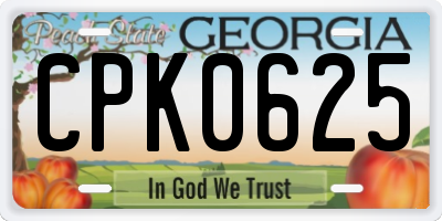 GA license plate CPK0625