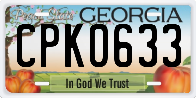 GA license plate CPK0633