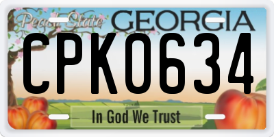 GA license plate CPK0634