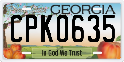 GA license plate CPK0635