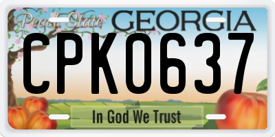 GA license plate CPK0637