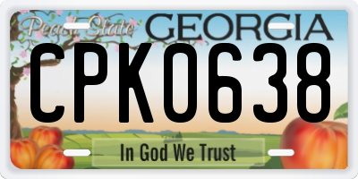 GA license plate CPK0638