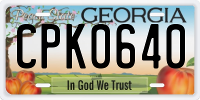 GA license plate CPK0640