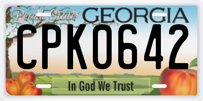 GA license plate CPK0642