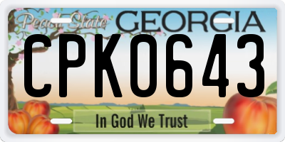 GA license plate CPK0643