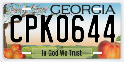 GA license plate CPK0644