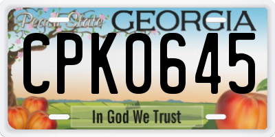 GA license plate CPK0645