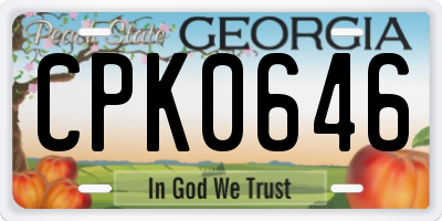 GA license plate CPK0646
