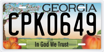 GA license plate CPK0649