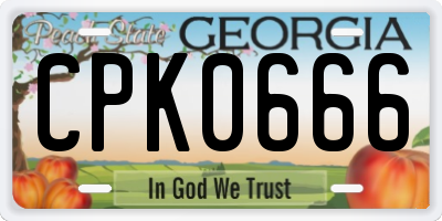 GA license plate CPK0666