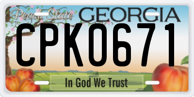 GA license plate CPK0671
