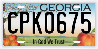 GA license plate CPK0675