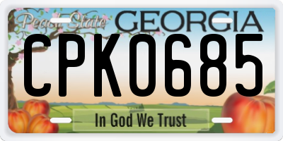 GA license plate CPK0685