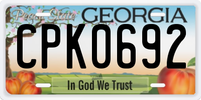 GA license plate CPK0692
