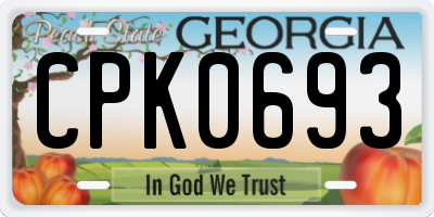 GA license plate CPK0693