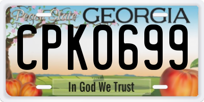 GA license plate CPK0699
