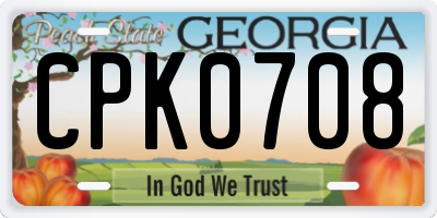 GA license plate CPK0708