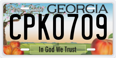 GA license plate CPK0709