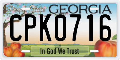 GA license plate CPK0716