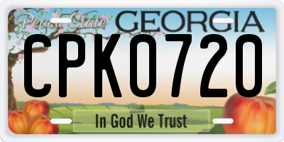GA license plate CPK0720
