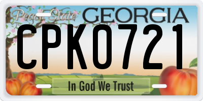 GA license plate CPK0721