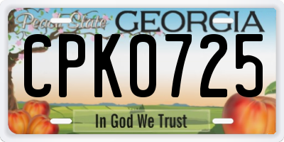 GA license plate CPK0725