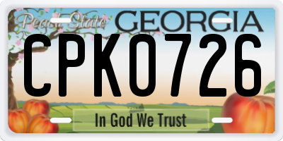 GA license plate CPK0726