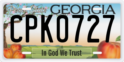 GA license plate CPK0727