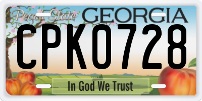 GA license plate CPK0728
