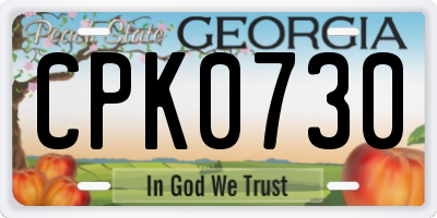 GA license plate CPK0730