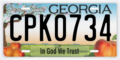 GA license plate CPK0734