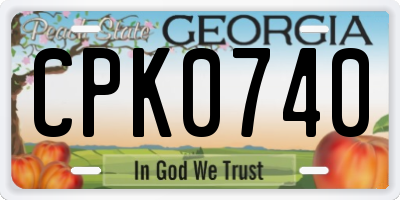 GA license plate CPK0740
