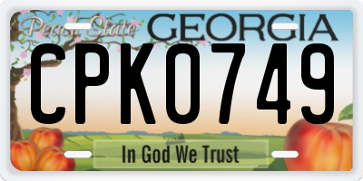 GA license plate CPK0749