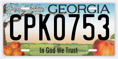 GA license plate CPK0753