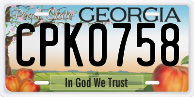 GA license plate CPK0758