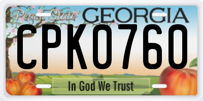 GA license plate CPK0760