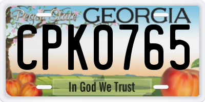 GA license plate CPK0765