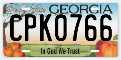 GA license plate CPK0766