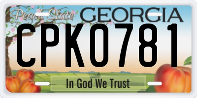 GA license plate CPK0781