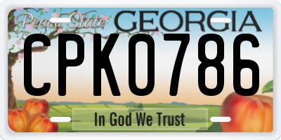 GA license plate CPK0786