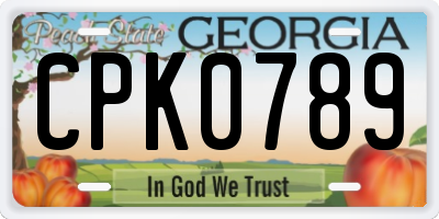 GA license plate CPK0789