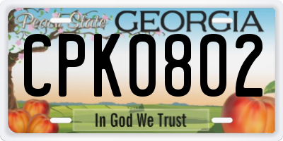 GA license plate CPK0802