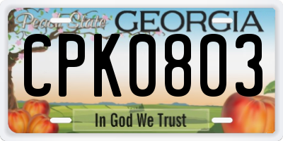 GA license plate CPK0803