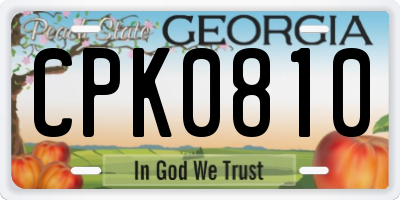 GA license plate CPK0810